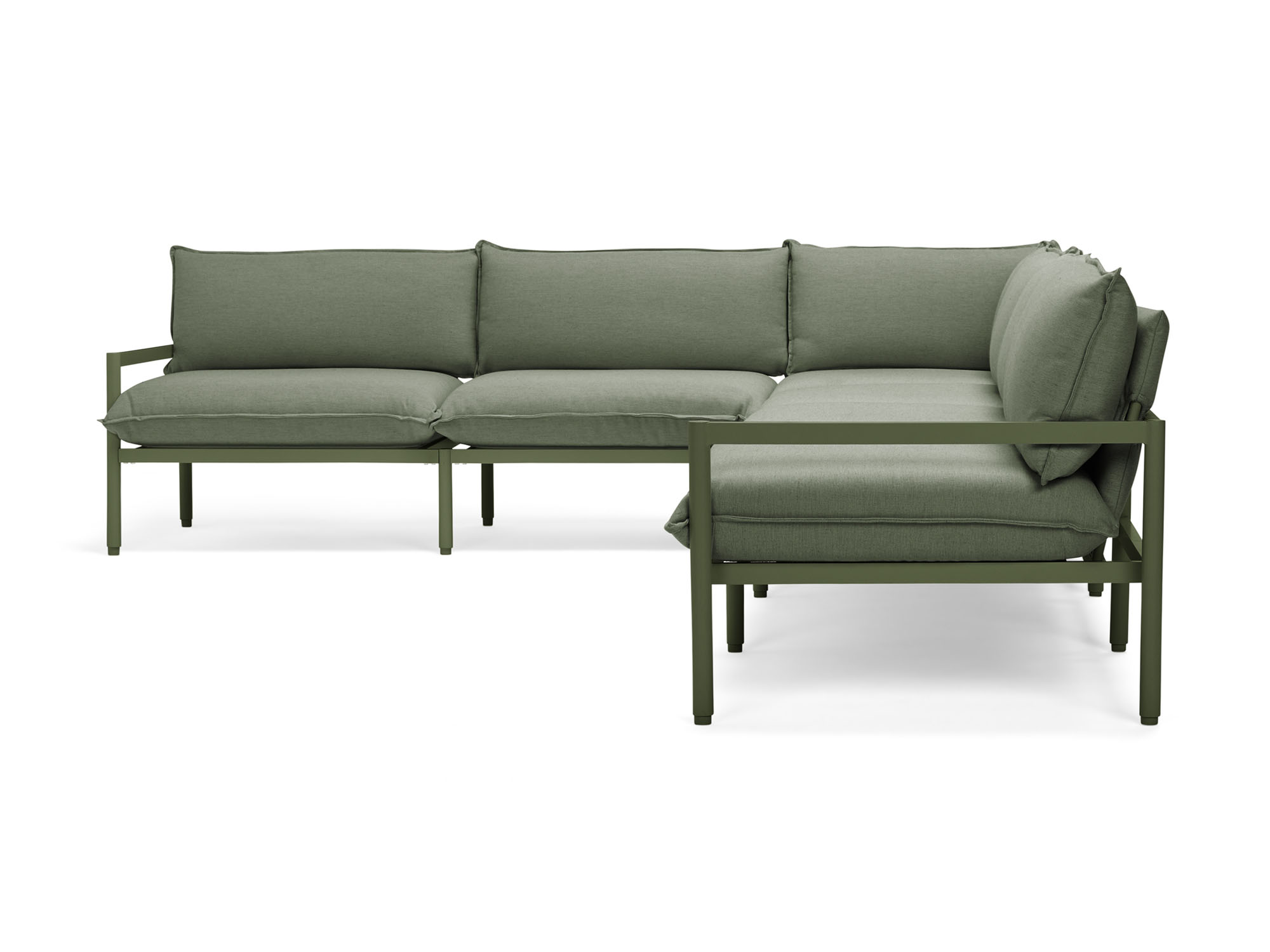 Side view of 6-piece green outdoor sectional sofa
